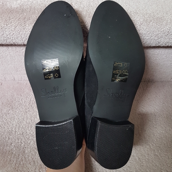 Shellys London Black Suede Bow Shoes - Picture 7 of 9